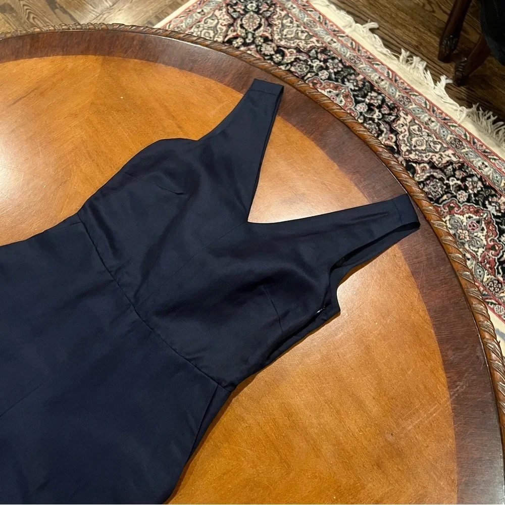 NEW Banana Republic Women’s V-Neck Linen Blend Wide Leg Jumpsuit Navy 00P Petite